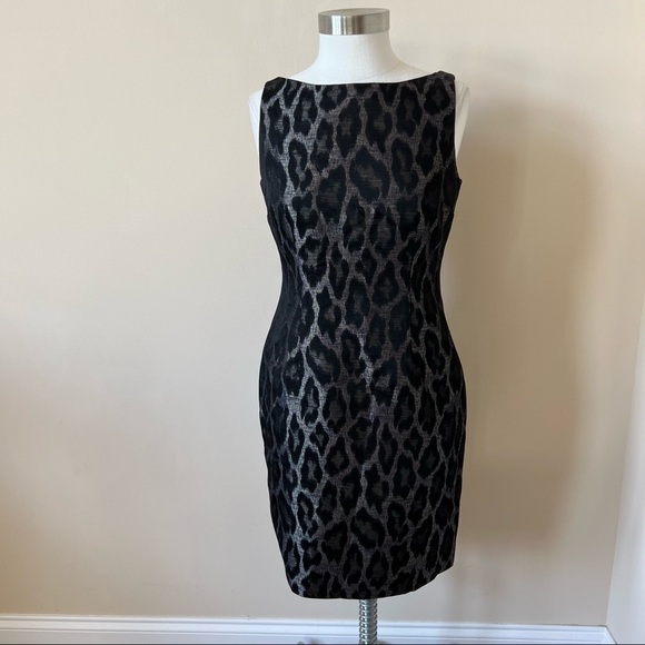 Ann Taylor Black and Gray Leopard Print Dress - Picture 2 of 8